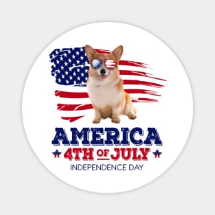 Corgi Flag USA - America 4th Of July Independence Day Magnet